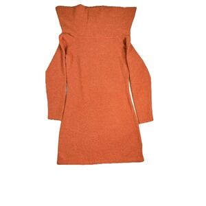 H&M Sweater‎ Dress Womens Large Orange Cowl Neck Long Sleeve Knit Fall Winter